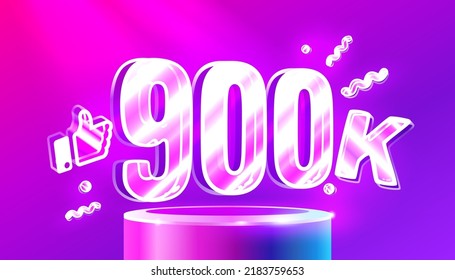 Thank you 900k followers, peoples online social group, happy banner celebrate, Vector illustration