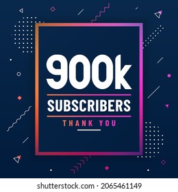 Thank you 900K subscribers, 900000 subscribers celebration modern colorful design.