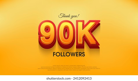 Thank you 90k followers 3d design, vector background thank you.