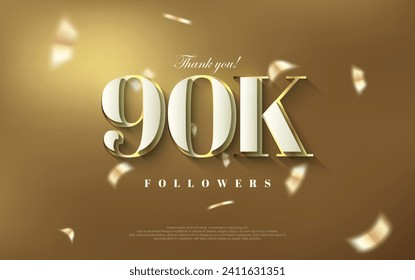 Thank you 90k followers background, shiny luxury gold design.