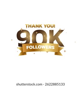Thank you 90k followers background, greeting for fans. Followers thank you background design.