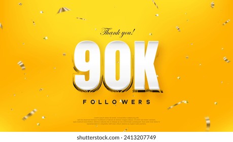 Thank you 90k followers, on a bright yellow background.