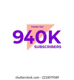 THANK YOU 940K FOLLOWERS CELEBRATION ICON TEMPLATE DESIGN  VECTOR GOOD FOR SOCIAL MEDIA, CARD , POSTER