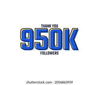 Thank You 950 K Followers Card Celebration Vector. 950000 Followers Congratulation Post Social Media Template.