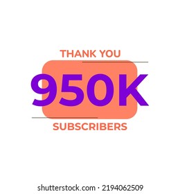THANK YOU 950K FOLLOWERS CELEBRATION TEMPLATE ICON DESIGN  VECTOR GOOD FOR SOCIAL MEDIA, CARD , POSTER