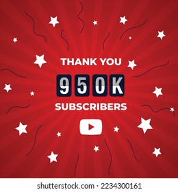Thank you 950K subscribers, A celebration modern colorful design for your channels or social networks.