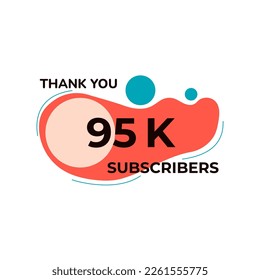 THANK YOU 95K FOLLOWERS CELEBRATION TEMPLATE RED COLOR DESIGN VECTOR GOOD FOR SOCIAL MEDIA, CARD , POSTER