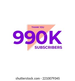 THANK YOU 990K FOLLOWERS CELEBRATION ICON TEMPLATE DESIGN  VECTOR GOOD FOR SOCIAL MEDIA, CARD , POSTER