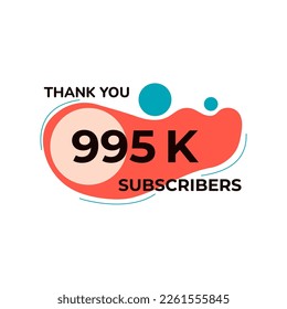 THANK YOU 995K FOLLOWERS CELEBRATION TEMPLATE RED COLOR DESIGN VECTOR GOOD FOR SOCIAL MEDIA, CARD , POSTER