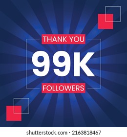 Thank you 99K Followers Vector Design Template