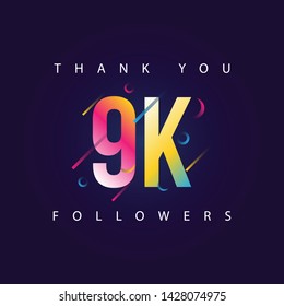 Thank you 9k Followers design template vector illustration