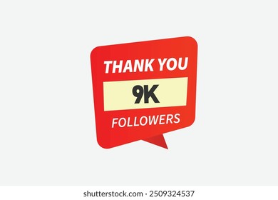 thank you 9K followers  vector illustration social media post  subscribers or followers animation design banner 