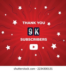 Thank you 9K subscribers, A celebration modern colorful design for your channels or social networks.