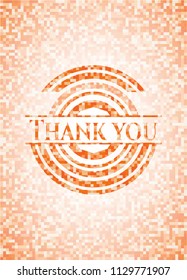 Thank you abstract emblem, orange mosaic background