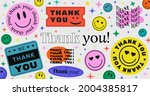 Thank You Abstract Hipster Cool Trendy Background With Retro Stickers Vector Design.