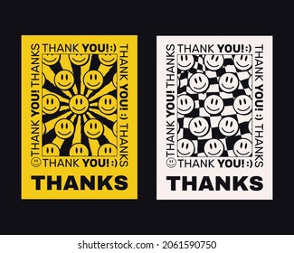 Thank You Abstract Hipster Cool Trendy Poster Vector Design. 