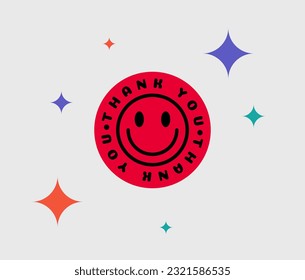 Thank You Abstract Hipster Cool Trendy Background With Retro Stickers Vector Design.