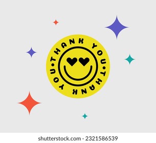 Thank You Abstract Hipster Cool Trendy Background With Retro Stickers Vector Design.