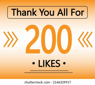 Thank you all for 200 Likes. orange social media banner