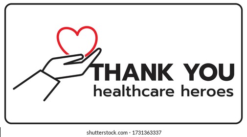 Thank you to all healthcare heroes- doctors, nurses, workers fighting coronavirus gratitude message, Lettering Illustration design