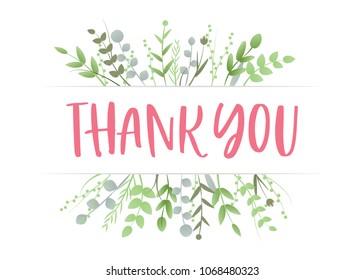 Thank You Appreciation Gratitude Floral Leaves Stock Vector (Royalty ...