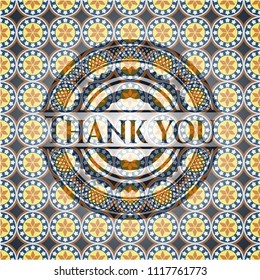 Thank you arabesque emblem background. arabic decoration.