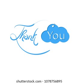 thank you art with floral swirl and cloud design