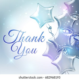 Thank You background with star shaped balloons. Vector illustration.Wallpaper.flyers, invitation, posters, brochure, banners