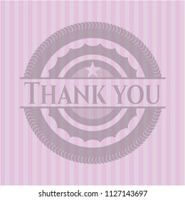Thank you badge with pink background