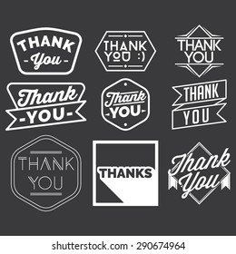 Thank You Badge Set In Grayscale Color