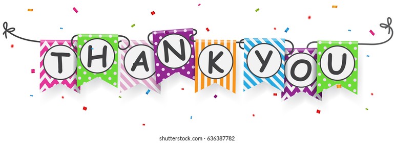 Thank You Banner With Bunting Flags