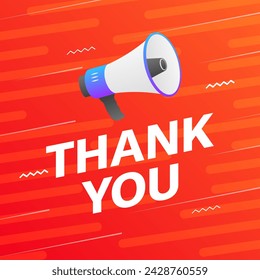 Thank you banner icon. Megaphone icon. Flat style. Vector icon
