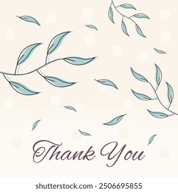 Thank You Banner Illustration with Nature Background for Social Media Post, Web Page Element, Greeting Card.