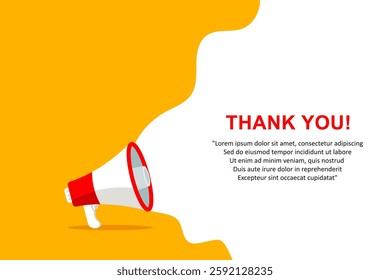 Thank You, banner with megaphone. Thank You speech bubble banner. Vector illustration for retail shopping online marketing template, banner, poster, and background.