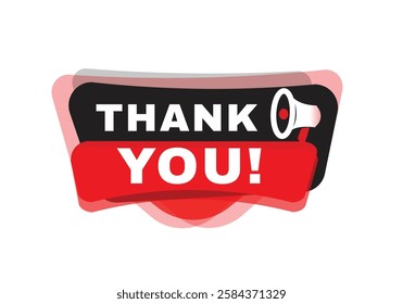 Thank you banner message for announce advertising template or business concept design. Modern banner isolated.