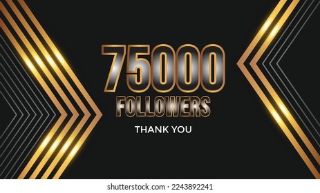 Thank you banner for social 75k friends and followers. Thank you 75000 followers