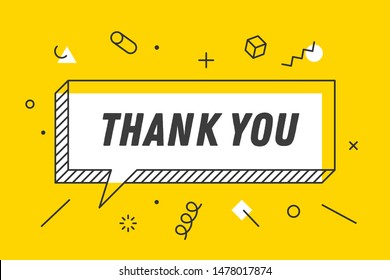 Thank You. Banner, speech bubble, poster concept, geometric style with text thank you. Icon balloon with quote message thank you. Explosion burst design. Vector Illustration