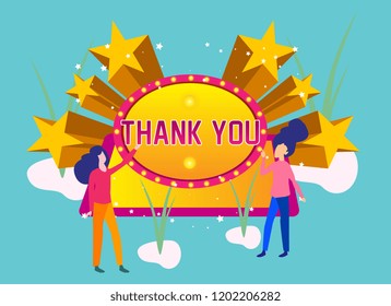 thank you, beautiful greeting card background, poster or banner with digital prize or reward theme. design vector illustration