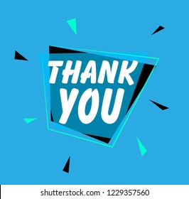 thank you, beautiful greeting card background or banner with blue label party theme. design illustration