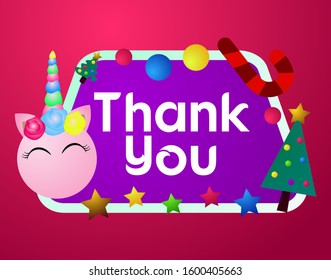 Thank You, Beautiful Greeting Card Background Or Template Banner With Cute Christmas Character Theme. Vector Design Illustration