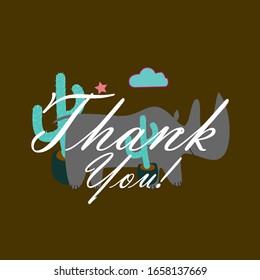 thank you, beautiful greeting card background or template banner with animal theme. vector design illustration