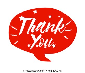 Thank You, Beautiful greeting card poster with comic style text