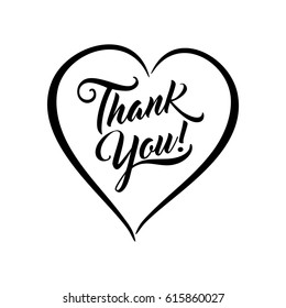 Thank you beautiful lettering isolated text vector illustration. Thank You! greeting card for presentation slide. Thank you heart shape.