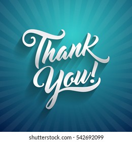 Thank you beautiful lettering text vector illustration. Thank You! greeting card for presentation slide.