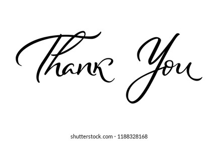 Thank you beautiful modern calligraphy banner. Expressive cute hand drawn lettering. Vector illustration.
