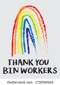 Thank you bin workers rainbow vector on a grey background