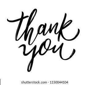 Thank You black calligraphy vector illustration isolated on white background.