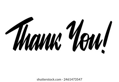 Thank You Black Marker. Thanks Brushpen Italic Oblique font vector. Calligraphy script. Expressive Fancy slanted Hand written typeface. Thanksgiving day.