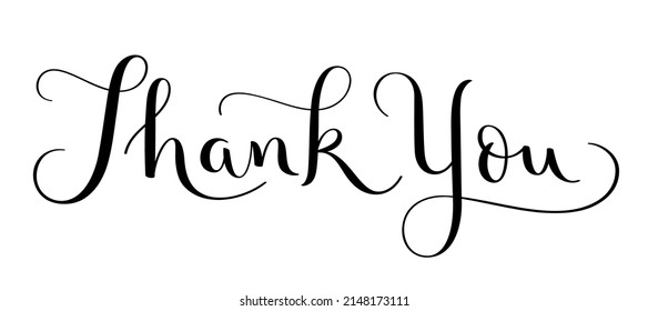 THANK YOU black vector decorative brush calligraphy banner