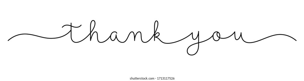 THANK YOU black vector monoline calligraphy banner with swashes